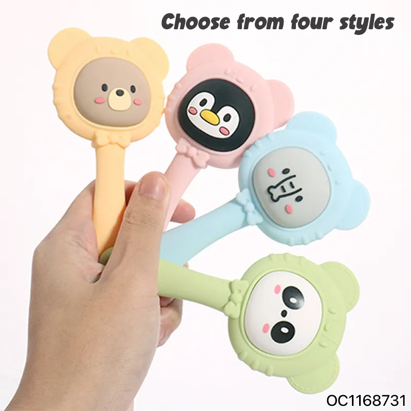 Wholesale Montessori Lovely Sensory Teether Rattle Set Baby Food Silicone Teether Toy