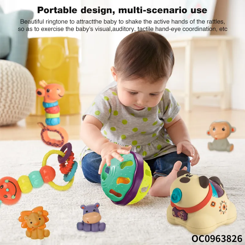 Squishy Mini Rubber Animals Bath Toys Baby Hanging Noise Maker Hand Bell Rattle Toy for Newborn Crib Toys Car Hanging