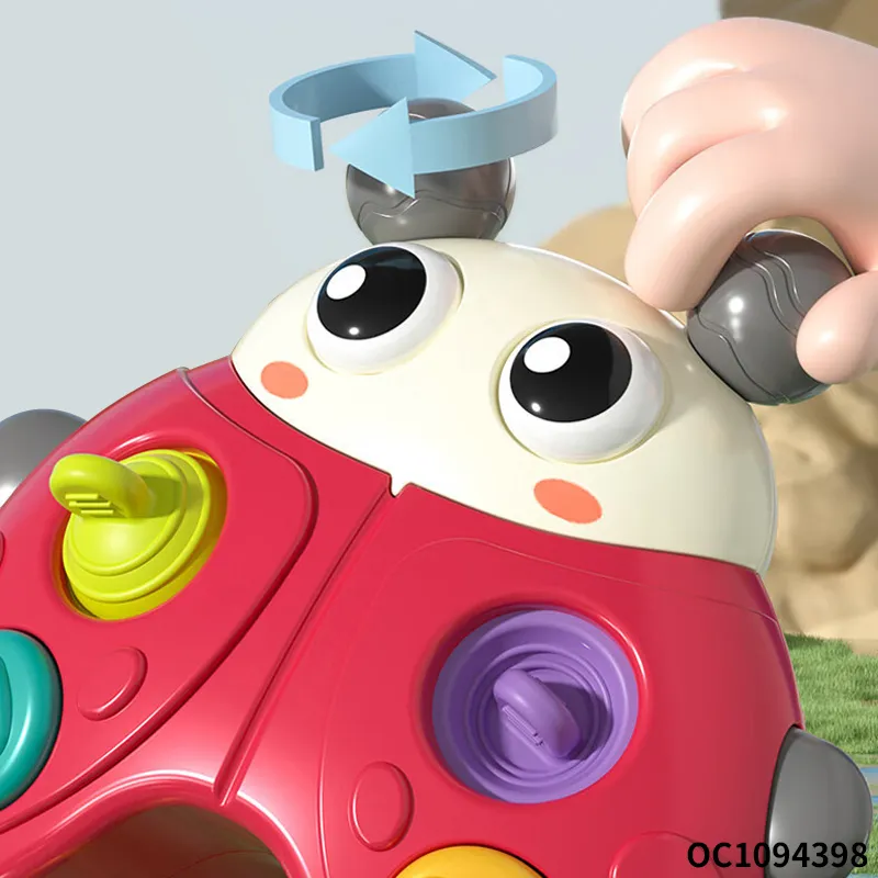 Battery Operated Baby Rattles Montessori Silicone Press Button Game 0-24 Months Toys with Light Music for Hand Eye Coordination Train