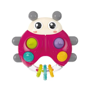 Battery Operated Baby Rattles Montessori Silicone Press Button Game 0-24 Months Toys with Light Music for Hand Eye Coordination Train