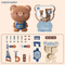 Cartoon Bear Design Backpack Plastic Nuts and Screws Kids Pretend Role Play Hand Tools Toy for Boys Wholesale