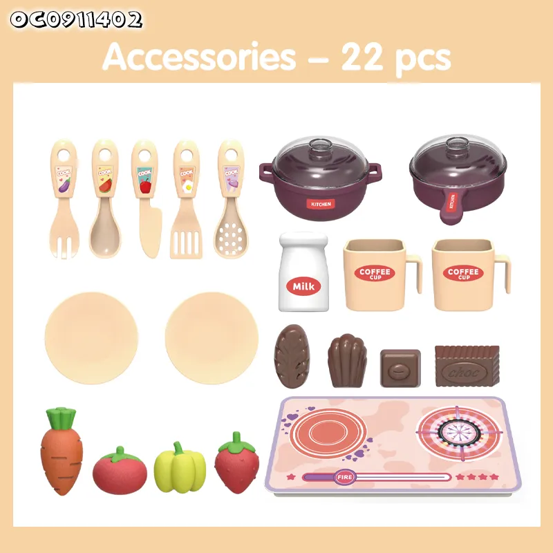 Wholesale Plastic Pretend Play Pink Vegetable Fruit Food Kitchen Cooking Unboxing Toys for Kids