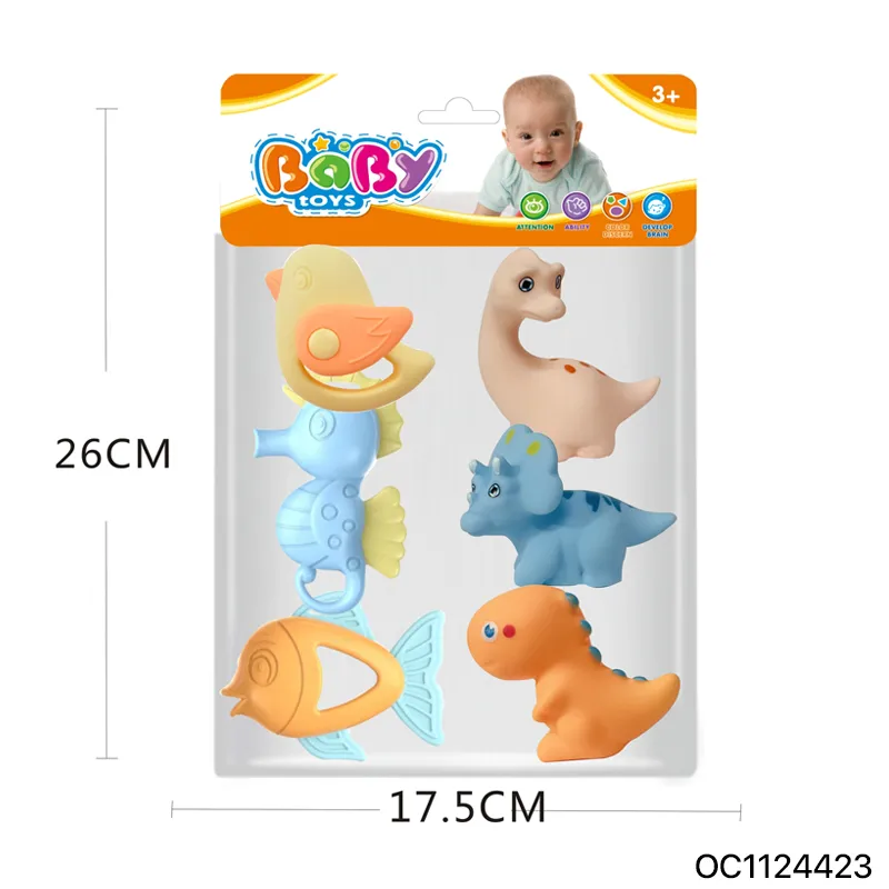 Wholesale Montessori Hand Puppet Dinosaur Soft New Born Baby Products Montessori Sensory Chew Silicone Baby Teether Toys for Baby