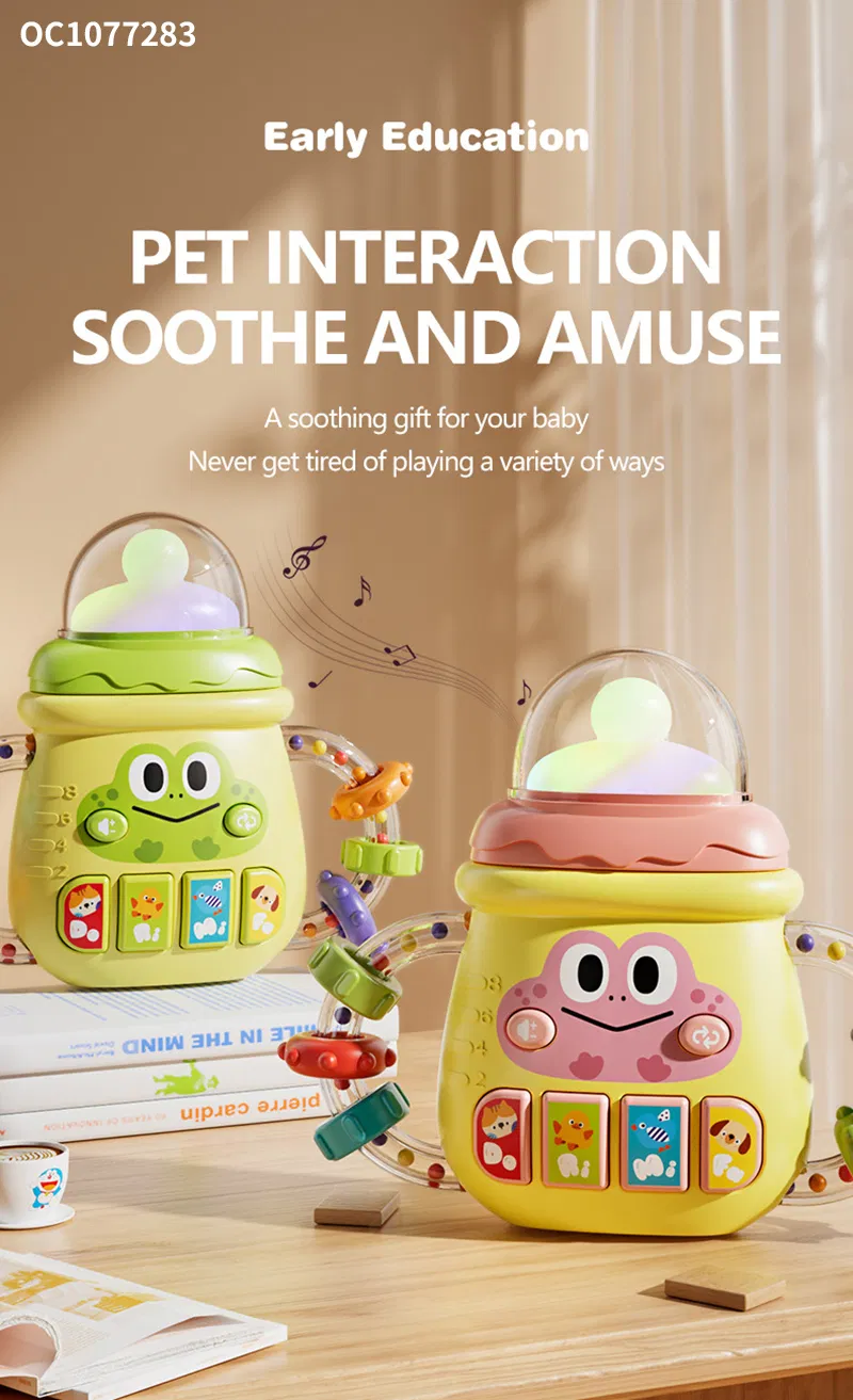 Wholesale 2in1 Baby Sensory Toys Rattle Plastic Electric Baby Teether Silicone Chewing Toy for Baby Toys with Music