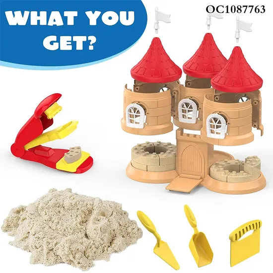 Wholesale 3D House Construction Materials Modeling Summer Sand Plastic Kids Magic Sand Castle Building Blocks Toy Set