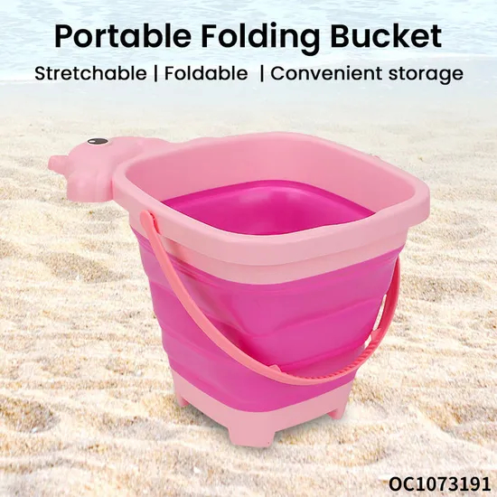 Wholesale Pink Animals Made Foldable Silicone Sand Fun Summer Beach Sand Toys for Kids