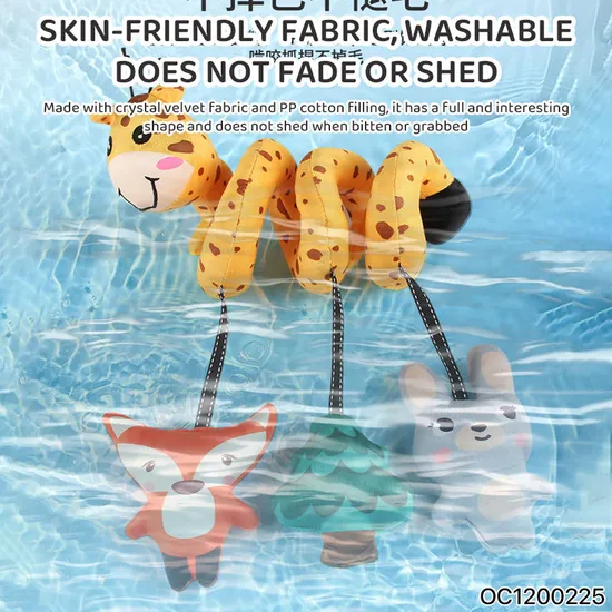 Soft Giraffe Spiral Crib Hanging Toy with Rattle Baby Development Toys Custom Plush Animals Cognition Toys for 6 Month Baby
