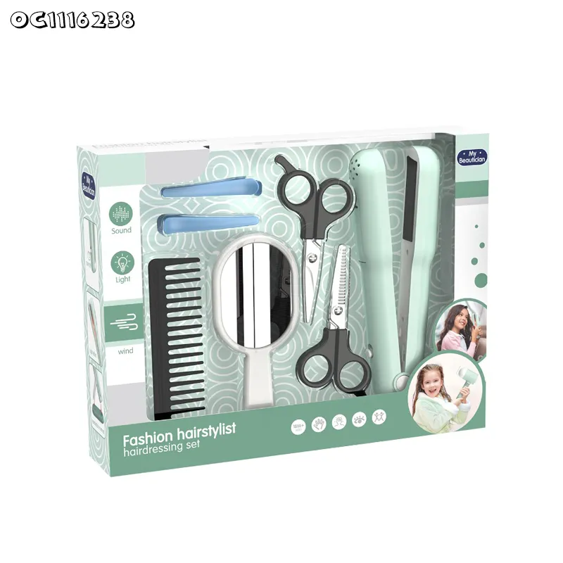 Portable Electric Hair Styling Tools Straightener Haircut Kits Kids Hair Salon Beauty Set Beauty Fashion Toys Girls Tool Toys