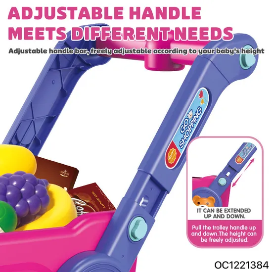Children Mall Play Indoor Center Supermarket Role Kids Role Play Set Shopping Shop Trolley Simulation Cart Toy with Accessories