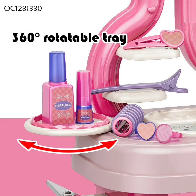 Wholesale Fashion Girls Beauty Products Make up Mirror Dressing Table Pretend Toy with Light and Music