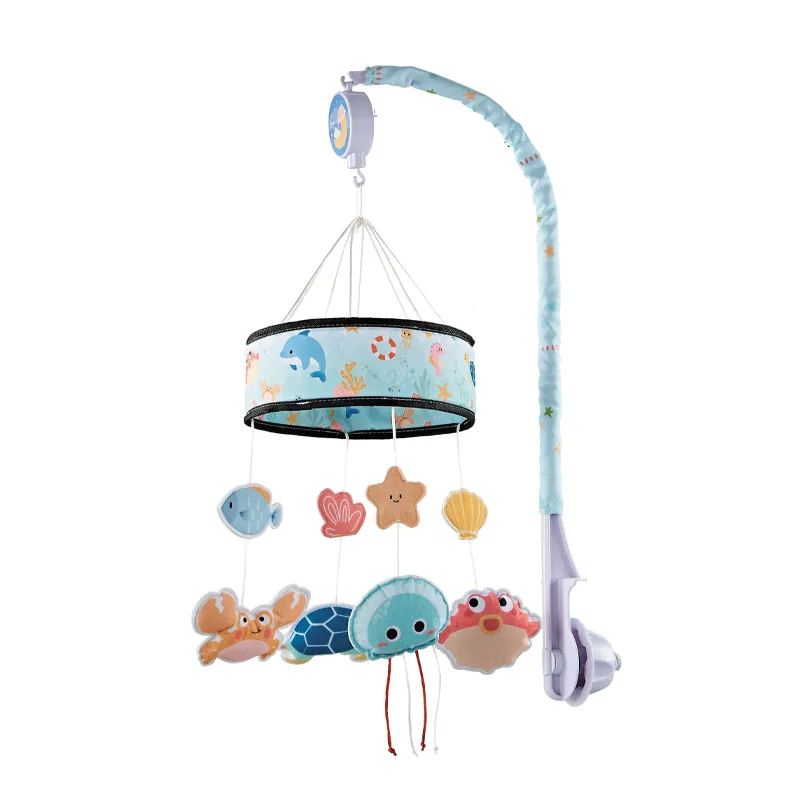 New Arrivals Custom Soft Bebe Musical Felt Stars Hanging Toys Baby Bracket Mobile Crib Rotate Bed Bell Toy Holder White Rattle Toy