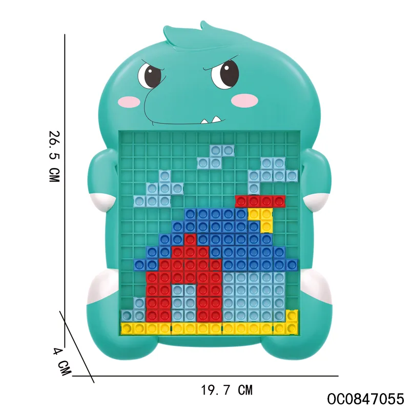 Wholesale Educational DIY Cartoon Dinosaur Plastic Building Block Puzzle Toys for Kids
