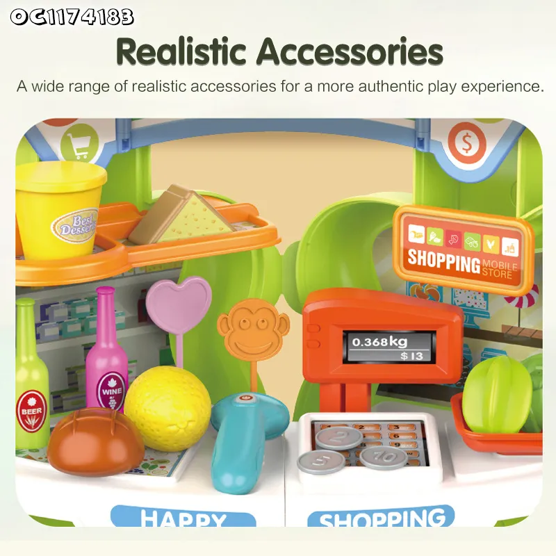 Groceries Market Stand Toys Supermarket Shopping Scanner Pretend to Play with Fruits Vegetable Cheap Cash Register Play Set Toys