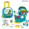 Mini Shopping Trolleys Carts Green Color Home Supermarket Toys Shop for Kids Girls Supermarket Goods Toy with Fruit Vegetable Food