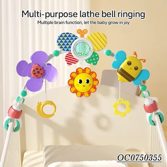 Newest Adjustable Clip Cloth Kids Plastic Baby Rattles Bed Bell Ring Set Toy