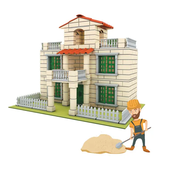 Wholesale Montessori Educational House DIY Plastic Handmade Creative Building Blocks Toy for Kids
