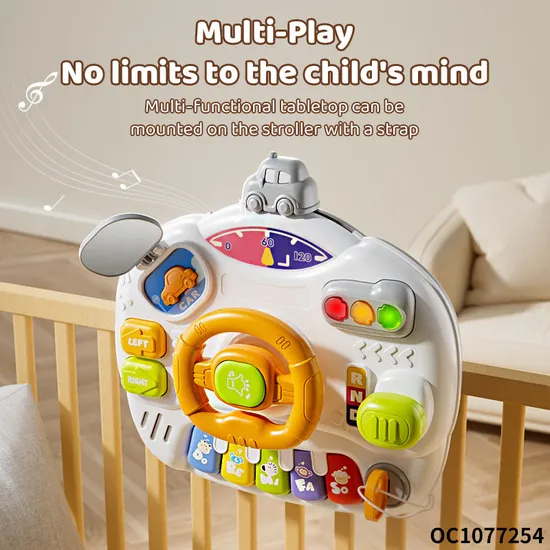 Multifunctional Montessori Battery Operated Toy Soothing Musical Steering Wheel Spinning Educational Activity Toy for Children