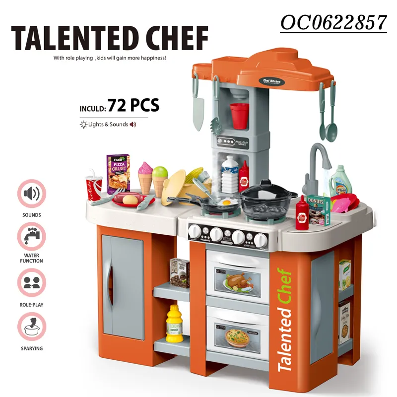 Wholesale Pretend Play Big Size Electric Spray Light Sound Children's Plastic Kitchen Set Toy for Kids