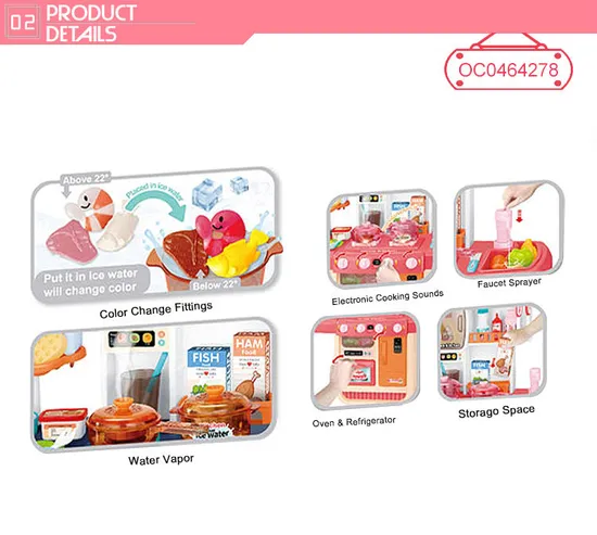 Wholesale Pretend Play Plastic Big Pink Plastic House Educational Kitchen Toys Gift Set for Kids