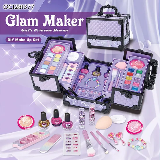 Wholesale Fashion Kids Cosmetic Make up Set Makeup Beauty Portable Glitter Nail Art Printer Product Toy for Girl