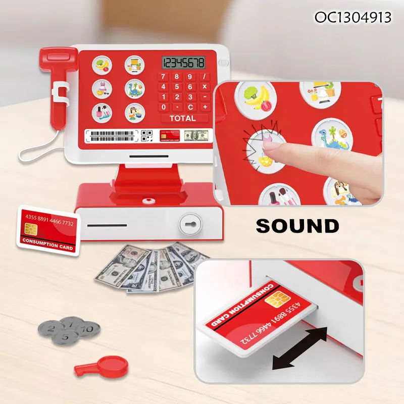 Kids Home Toy Supermarket Bill Checkout Counter Toys Play Role Playhouse Modern Electronic Cash Registers Toy for Kids