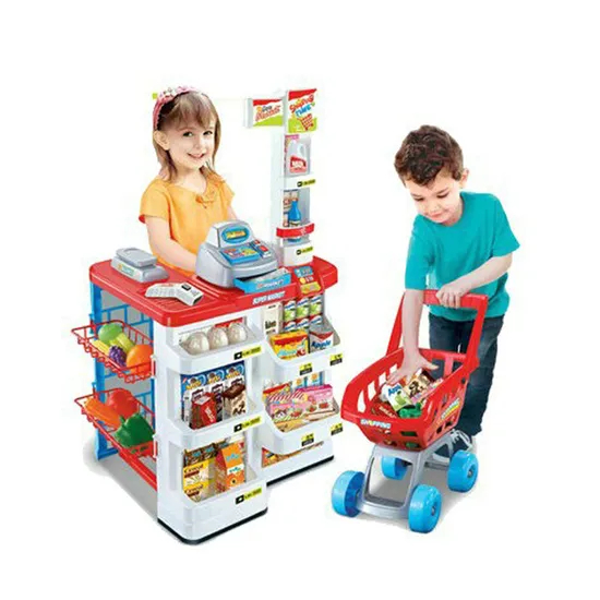 Pretend Kitchen Play Set Kids Supermarket Toy