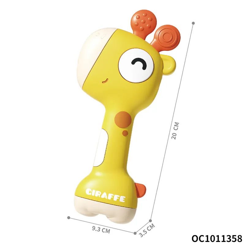 Wholesale Montessori Musical Rattle Sand Giraffe Soft Baby Teether Silicone Chewing Toy