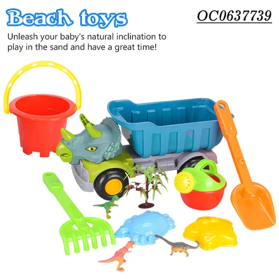 Wholesale Fun and Summer New Kids Shovel Baby Beach Sand Beach Dinosaur Truck Set Plastic Outdoor Toys