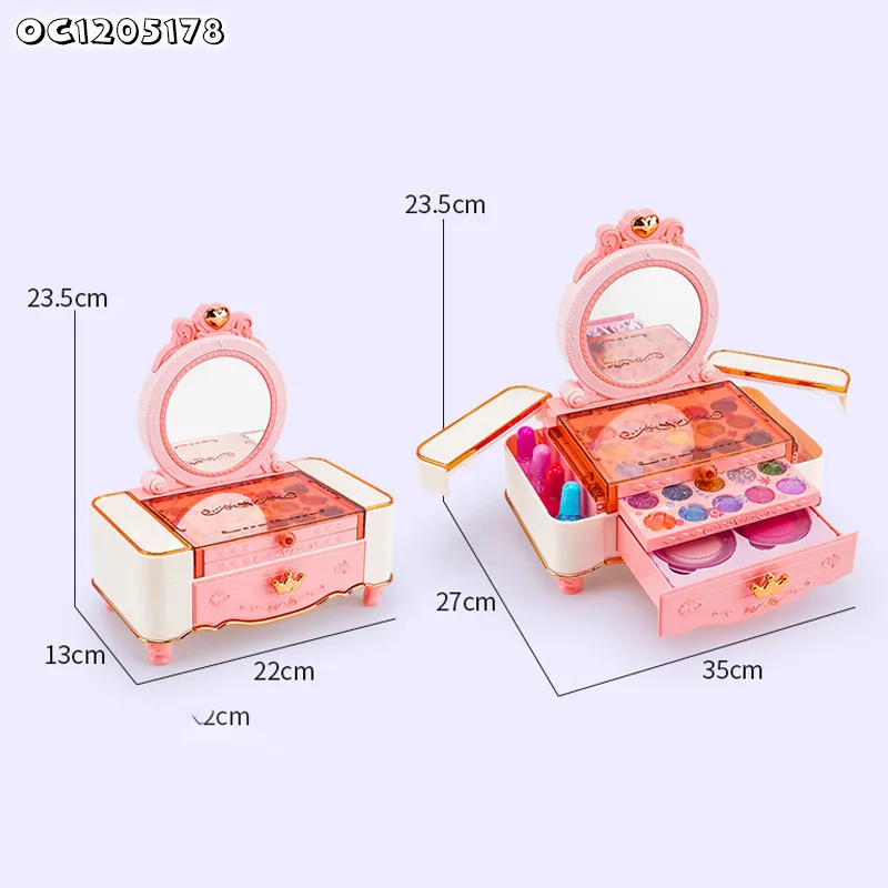 Wholesale Nail Polish Kids Fashion Makeup Kit Gift for Girl Real Make up Sets Full Box Toy with Mirror