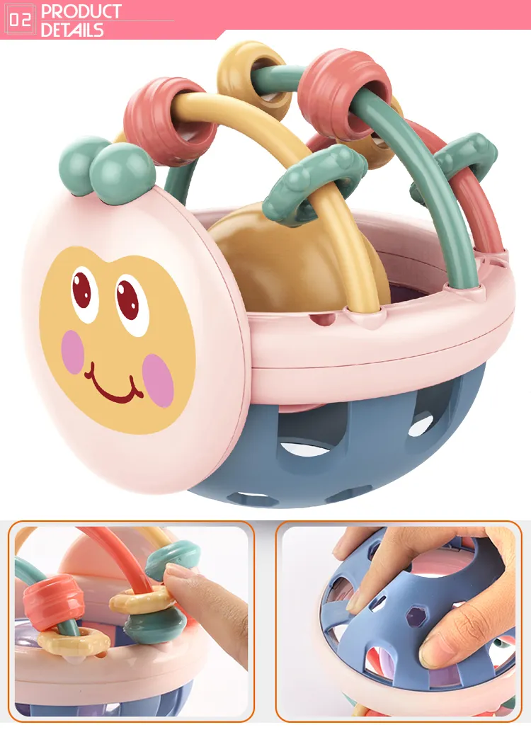 Wholesale Montessori Silicone Activity Ball Custom Rattle Teether Educational Baby Toys