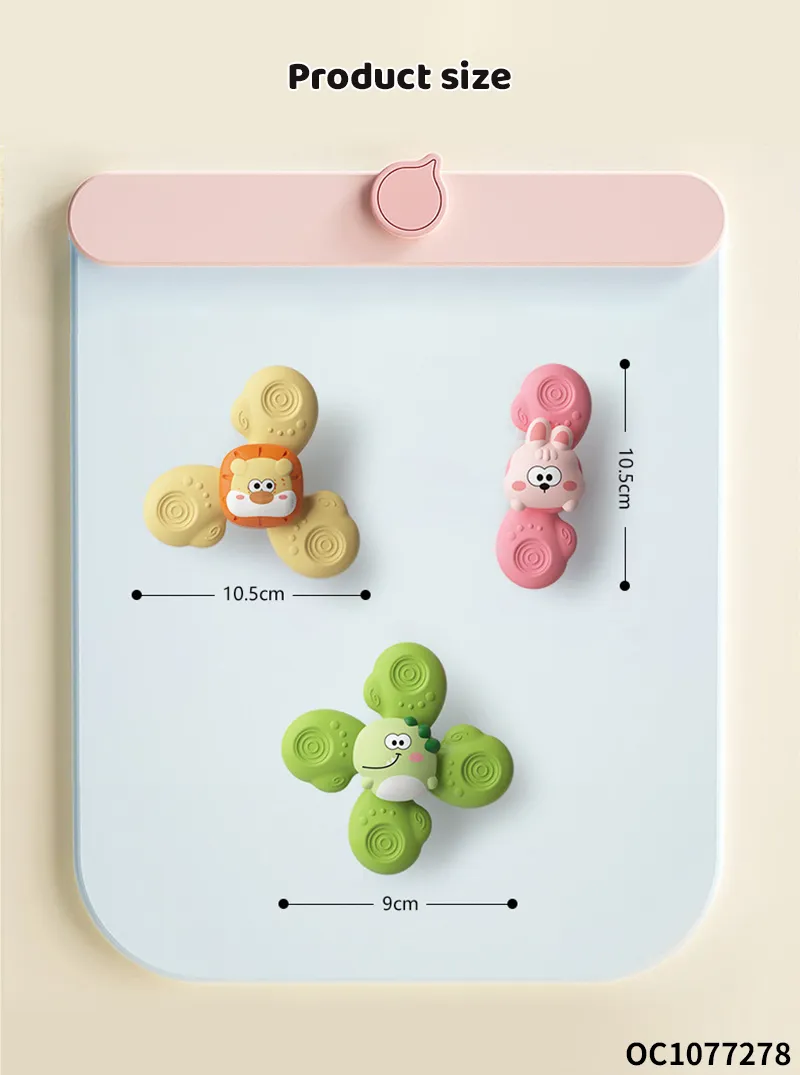 Baby Montessoris Silicone Spinning Bath Toys Bathing Sucker Sensory Toy Rotating Rattles Early Educational Fidget Toy