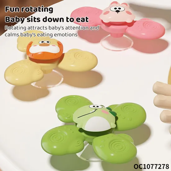 Baby Montessoris Silicone Spinning Bath Toys Bathing Sucker Sensory Toy Rotating Rattles Early Educational Fidget Toy