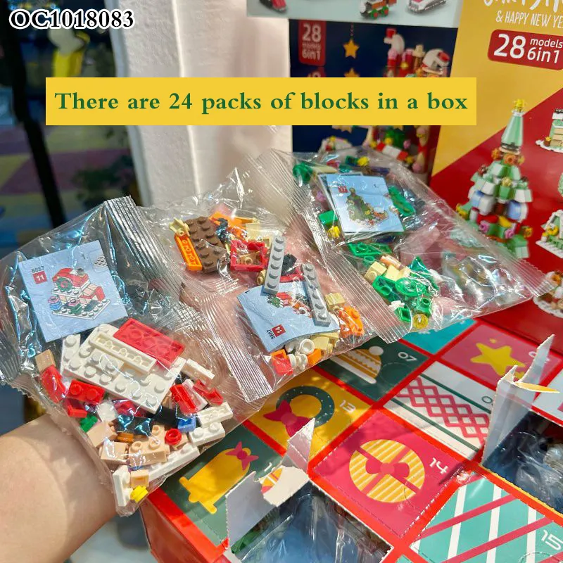 Wholesale Montessori Christmas Custom Block Plastic Building Blocks Set Cartoon Mini Toys for Kids Gift