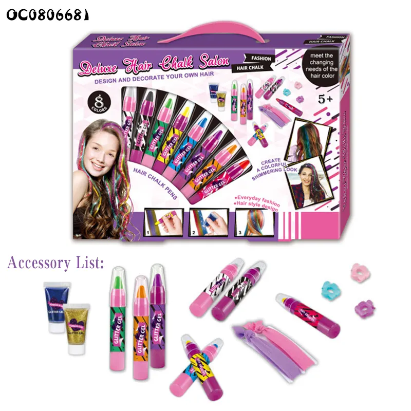 Wholesale Hair Colour Dye Pen Kids Beauty Fashion Makeup Sets Make up Toys for Baby Girls