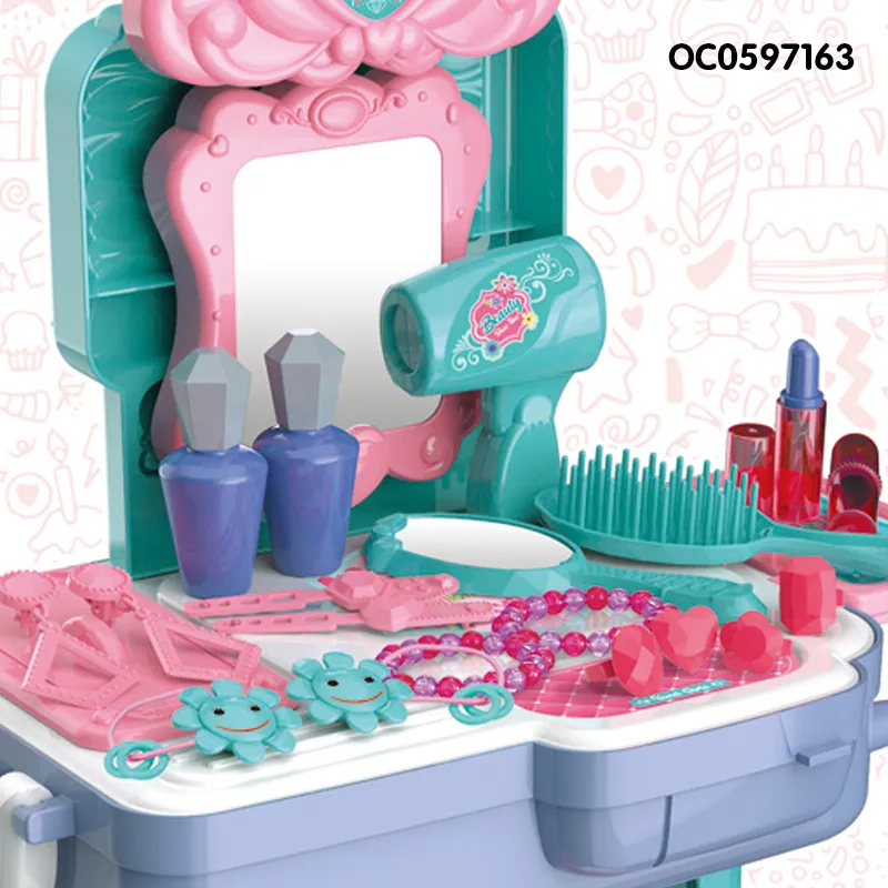 Wholesale Pretend Portable Cosmetic Girls Makeup Box Set Beauty Fashion Children's Make up Toys with Backpack