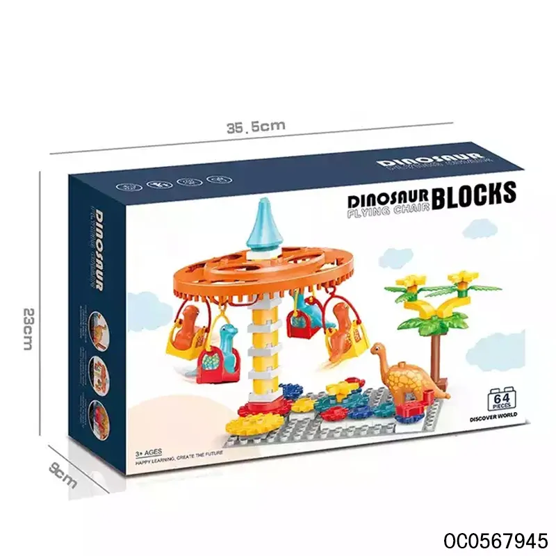 Wholesale Educational Montessori Dinosaur Small Plastic Building Blocks Popular DIY Toys