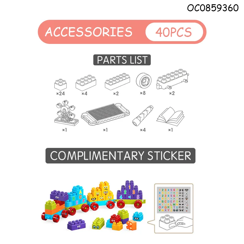Wholesale Montessori Educational 40PCS Children's Plastic Building Blocks Sets Table Toy
