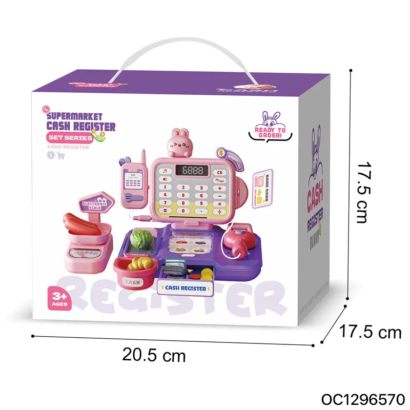 Electronic Cash Register POS Machine with Scanner Toys for 4 Years Girl Kitchen Supermarket Play Equipment Set Toys for Big Wholesale