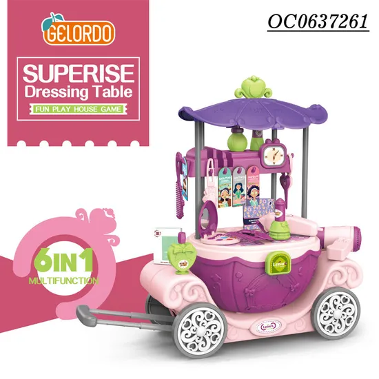 Wholesale 6in1 Multifunction Small Fashion Beauty Portable Makeup Make up Beauty Girl Set Toy for Kids