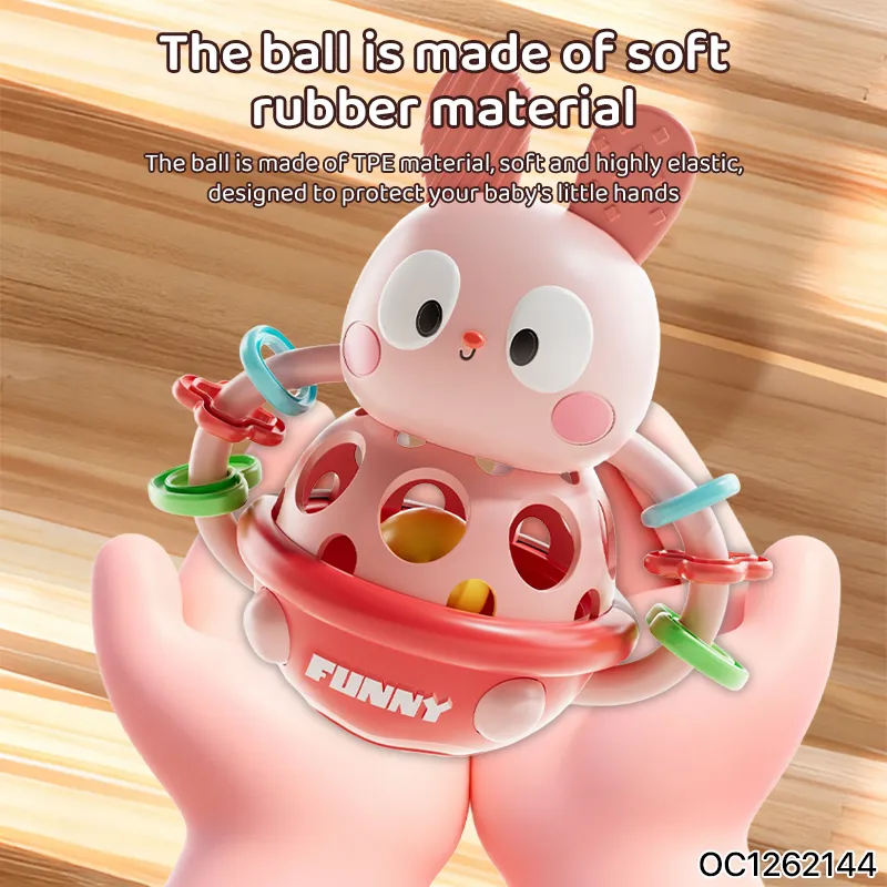Wholesale Cartoon Animal Shape Teether Rattles Rabbit Baby Tumbler Soft Sensory Roly Poly Silicone Plastic Baby Toys