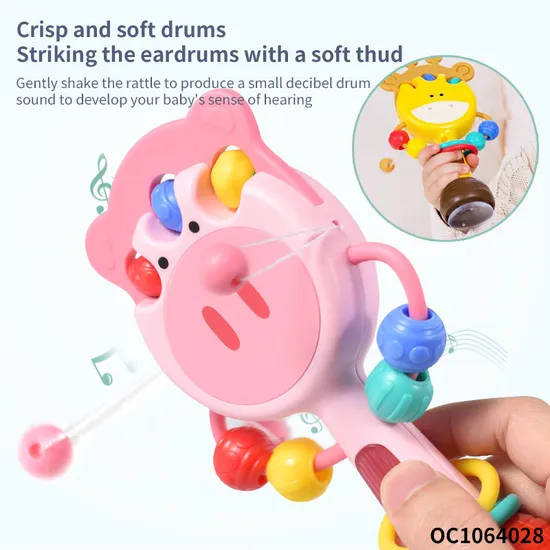 Wholesale Baby Hand Shake Teether Rattle Musical Light up Plastic Baby Montessori Sensory Toys
