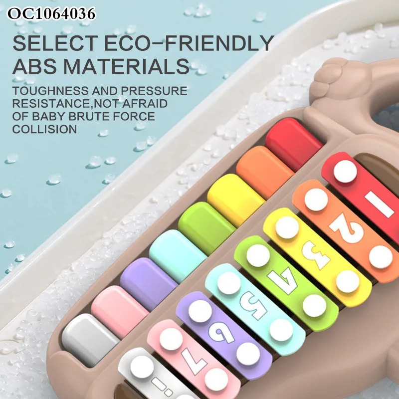 Wholesale Educational Intellectual 2 in 1 Baby Montesori Sensory Keyboards Music Electronic Piano Xylophone Musical Instrument Toy