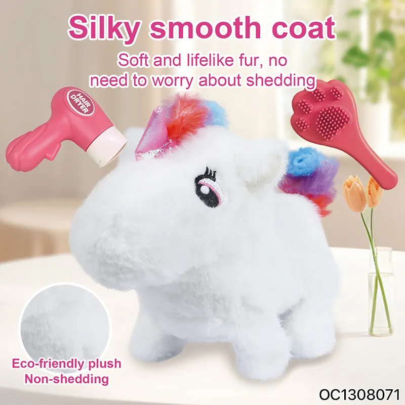 Wholesale Customized Walking Pretend Play Pet Custom Cute White Plush Electric Rocking Horse Stuffed Animal Toy