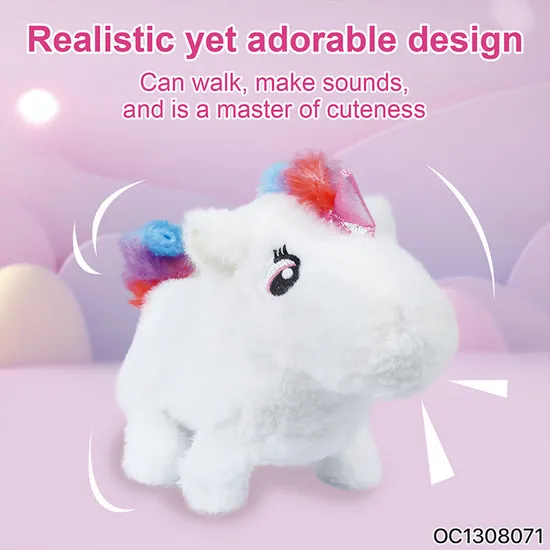Wholesale Customized Walking Pretend Play Pet Custom Cute White Plush Electric Rocking Horse Stuffed Animal Toy