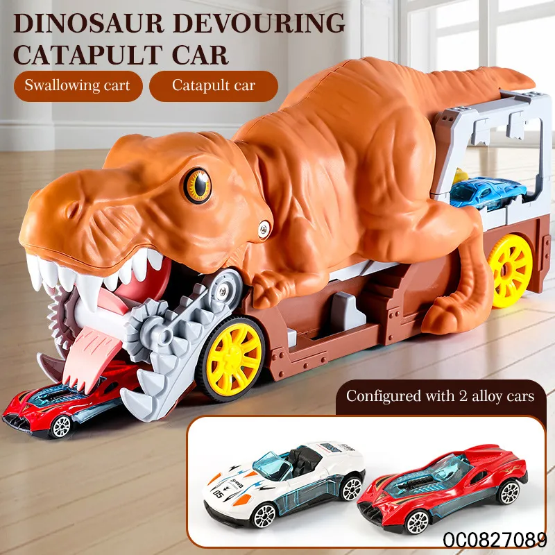 Wholesale Diecast 2PCS Alloy Mini Car Big Dinosaur Electric Toy Cars Set Kids with Light and Music