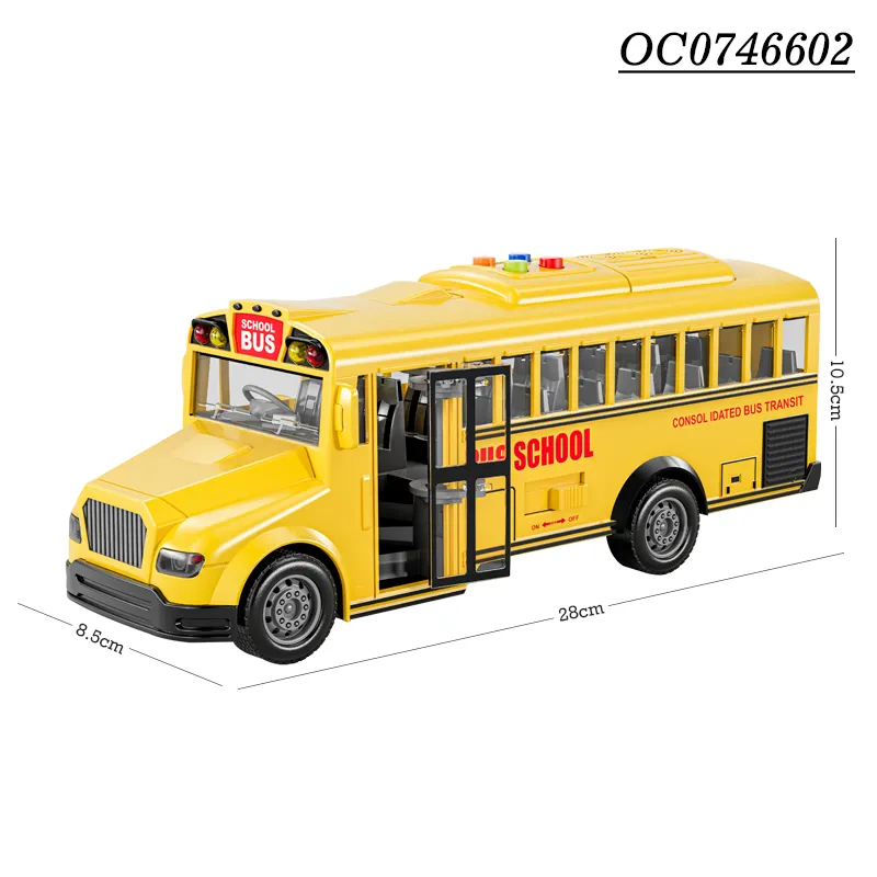 Wholesale Miniature Mini Car Friction School Bus Baby Music School Bus Toy Model for Kids with Light Sound