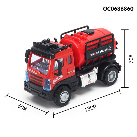 Wholesale Construction 4 Pieces Red Pullback Model Toy Car 1: 64 Plastic Fire Engine Truck Toy Set
