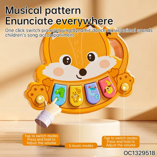 Wholesale Cartoon Children's Electronic Animal Baby Montessori Sensory Rainbow Keyboard Toy Portable Piano