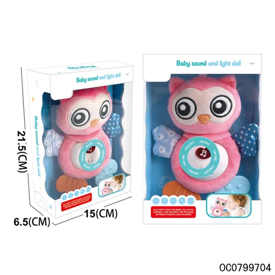Wholesale Electronic Baby Soothing Owl Toy Custom Stuffed Animals Plush Toys with Light Music