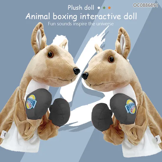 Wholesale Stuffed Custom Children Sports Sets Kangaroo Hand Puppet Plush Toy with Sound